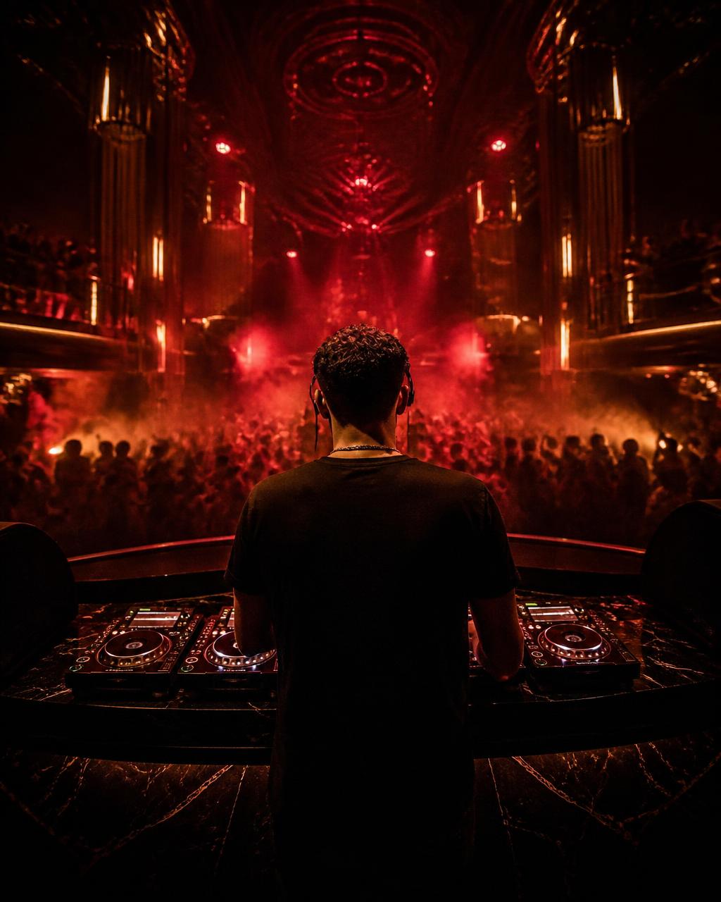 DJ performing to a packed floor at GAMBACHI